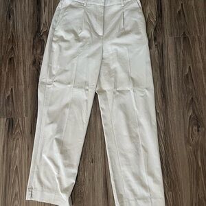 H&M Cream High-Waist Pleated Trousers